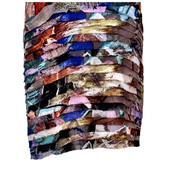 Ali Ro Women’s Sleeveless Midi Sheath Dress. Red, Orange, Blue, Green. Size 2 - Picture 10 of 11